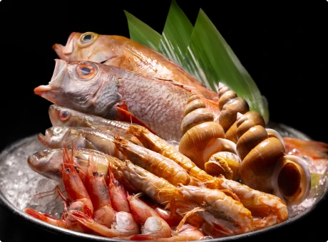写真：さつまいも、茄子と牛肉、金目鯛、夏野菜